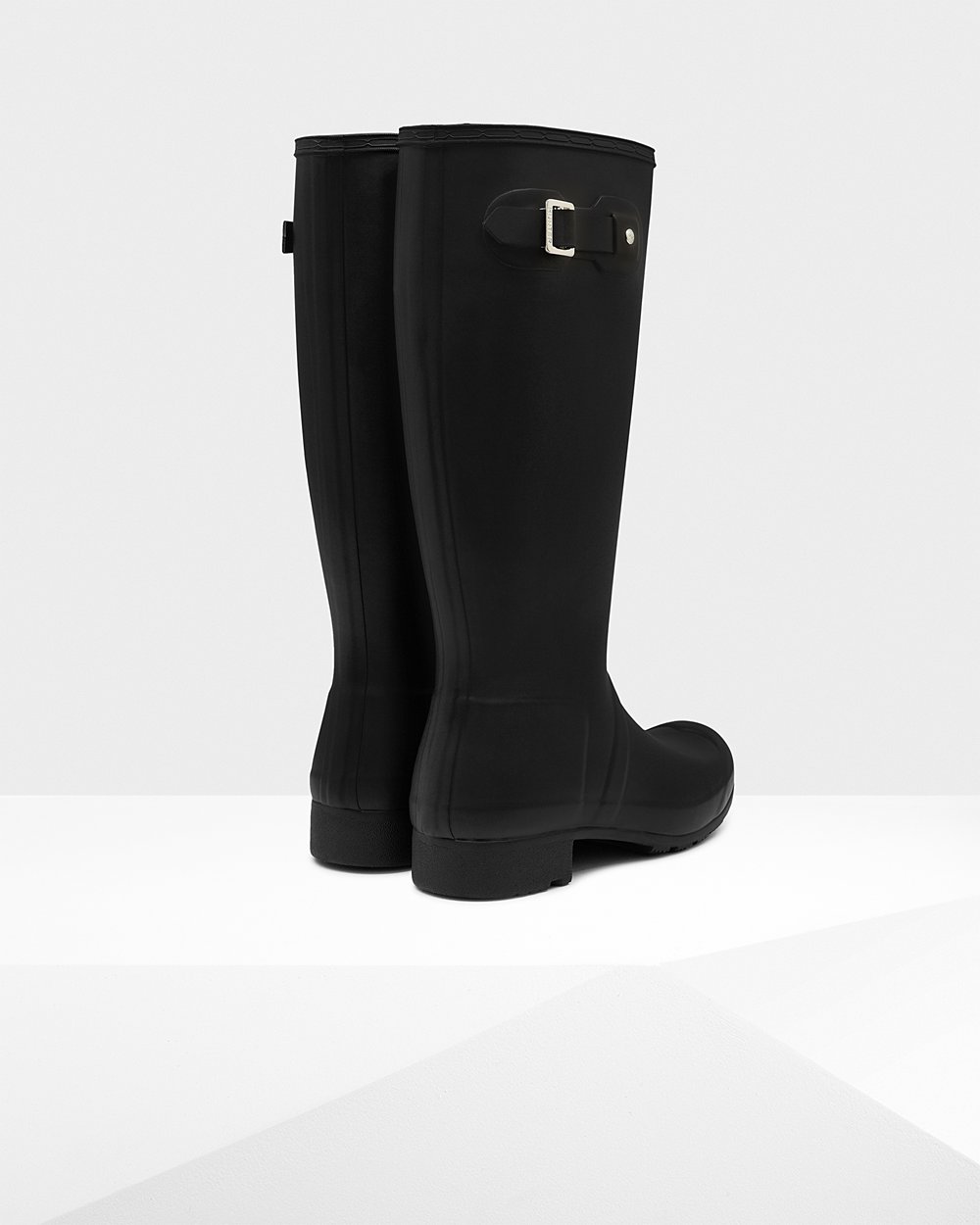 Womens Tall Rain Boots - Hunter Original Tour Foldable (72IMFPCAZ) - Black